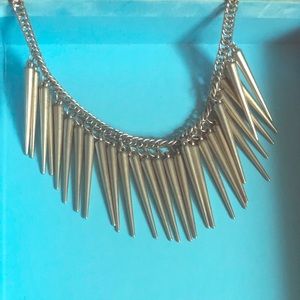 Silver spike hanging necklace